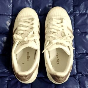 Adidas Superstar Shell Toe BB1428 White Rose Gold Low Top Shoes Womens Size 8